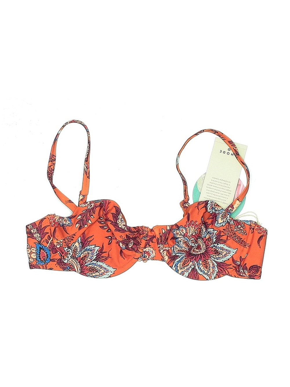 RHODE Orange Floral Bikini Top